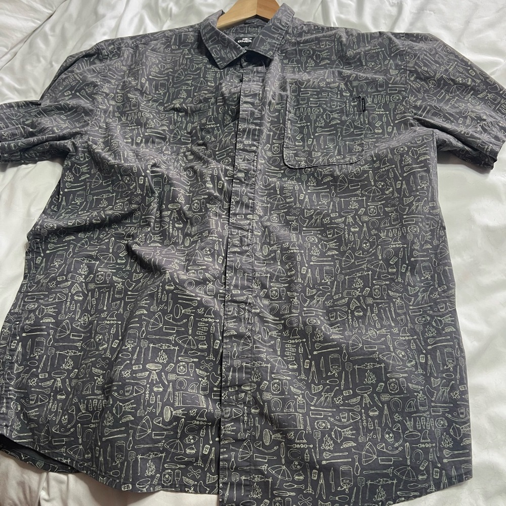 O'Neill Gray Graphic Button-Down Shirt